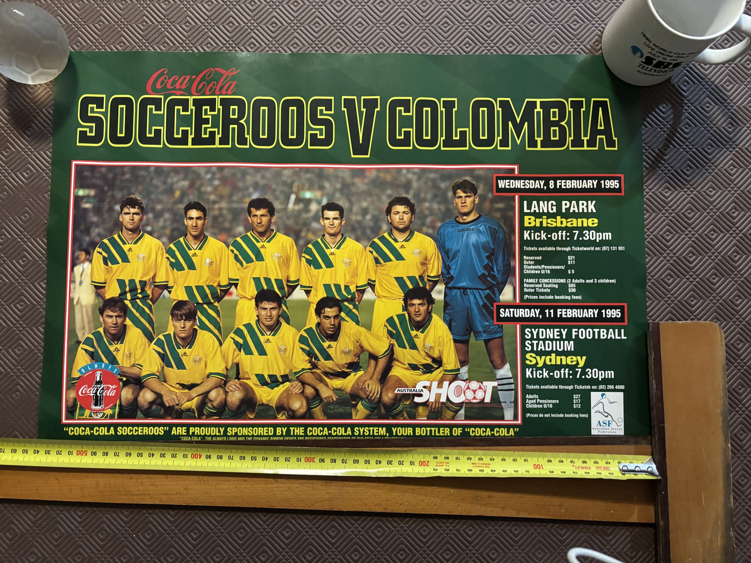 Poster Socceroos Vs Colombia 1995